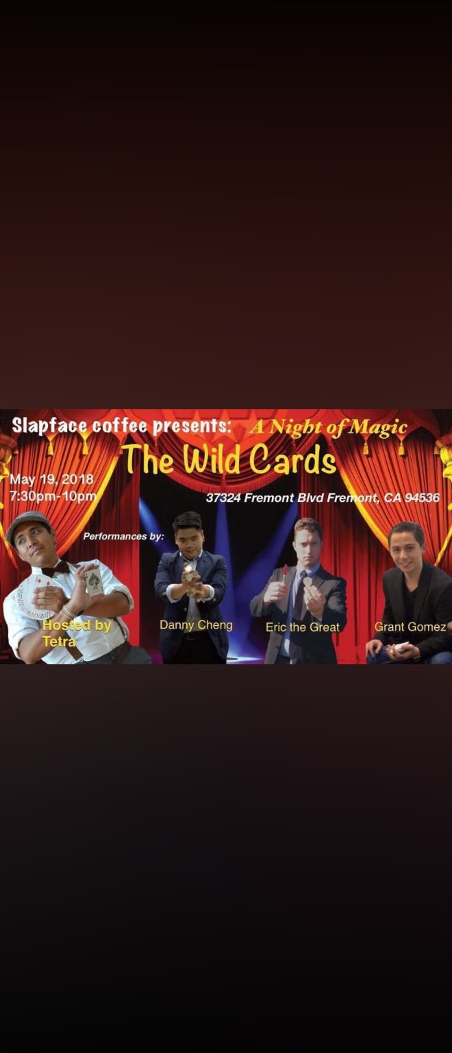 A vintage Wild Cards magic show poster